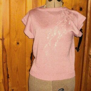 Sassoon Vintage Beaded Sweater Light Pink
